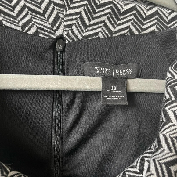 White House Black Market Chevron Striped Cowl Neck Sheath Dress Cap Sleeve Sz 10 - Picture 3 of 6